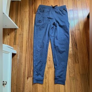 Under Armour Joggers Youth Large Blue Loose Fit Comfy Jogger Pants Zipper Pocket